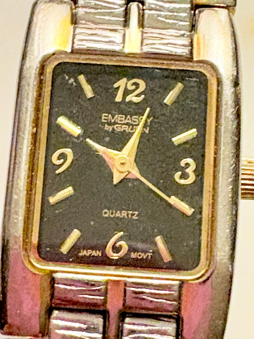 Embassy by Gruen Women's Black and Gold Quartz Bracelet Watch